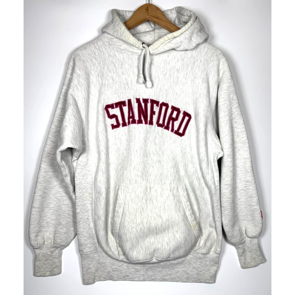 Vintage Stanford Hoodie Sweatshirt Mens Medium Gray MV Sport Pro Weave USA Made